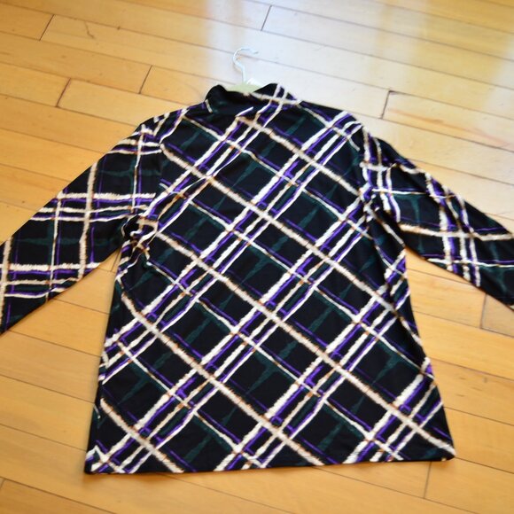 Chico's Chicos Plaid Mock Neck Layering Tee Size 3 XL NWT - Picture 11 of 13